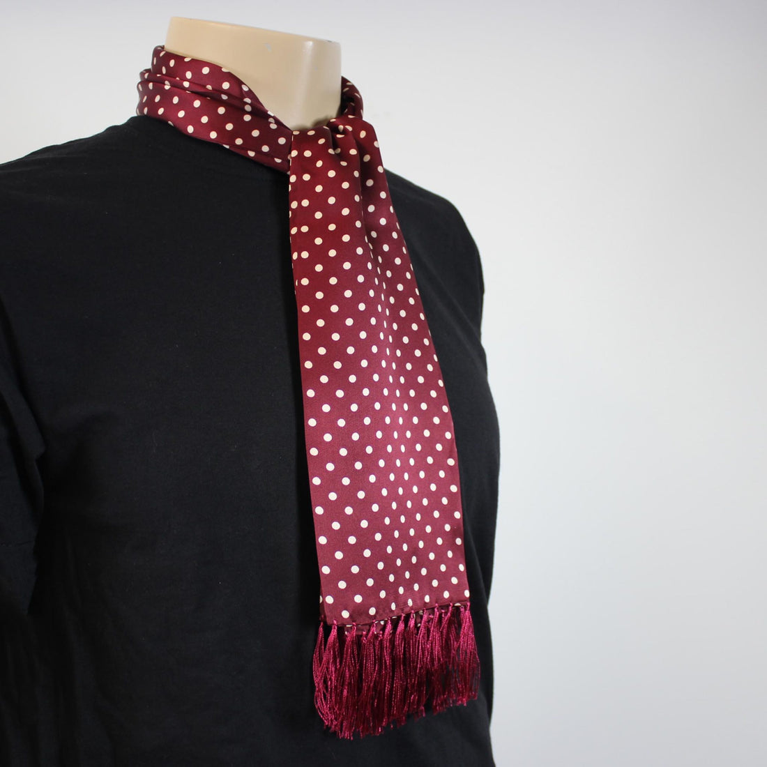 Tootal Silk Scarf - Burgundy Polka