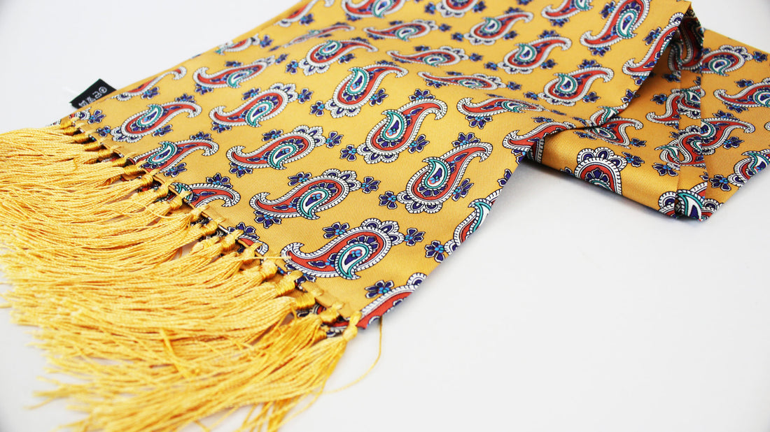 Knightsbridge Silk Scarf - Gold Paisley