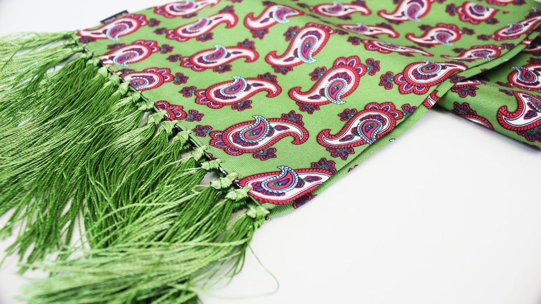 Knightsbridge Silk Scarf - Green Paisley