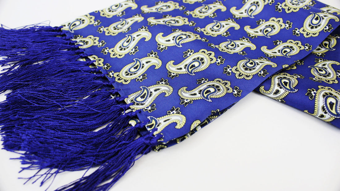 Knightsbridge Silk Scarf - Royal Blue Paisley