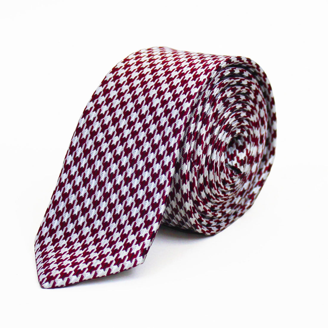 Knightsbridge Silk Tie - Burgundy Dogtooth