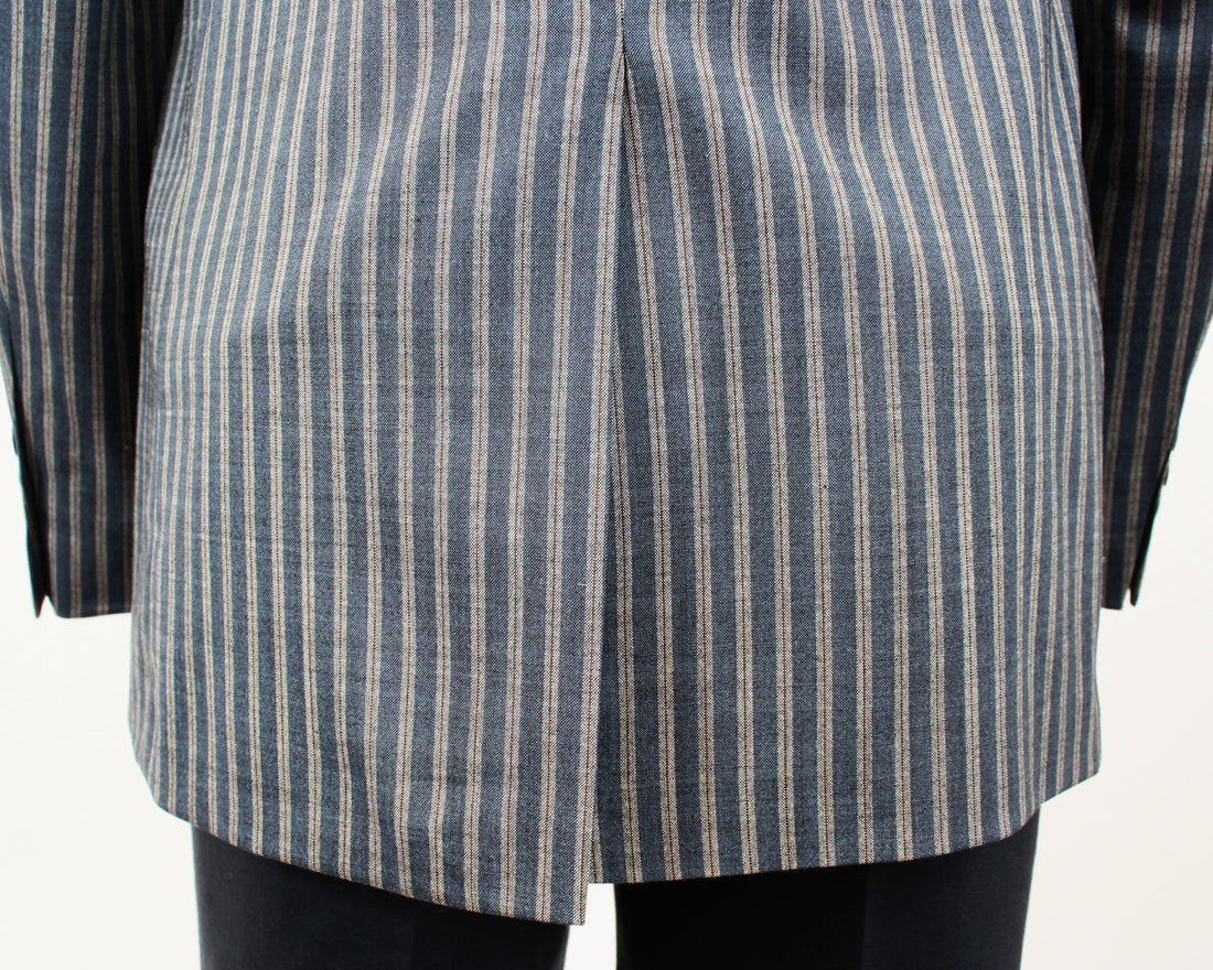 Four Button Jacket - Slate Blue Stripe