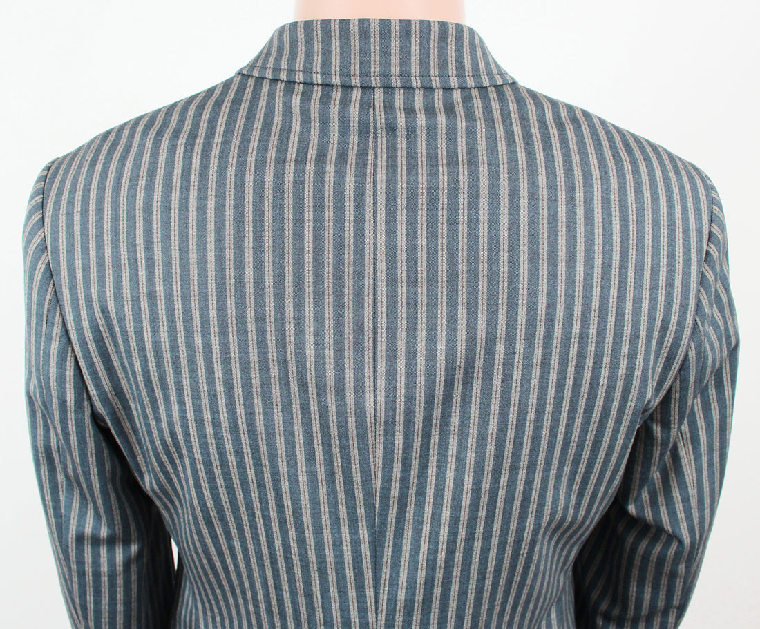 Four Button Jacket - Slate Blue Stripe