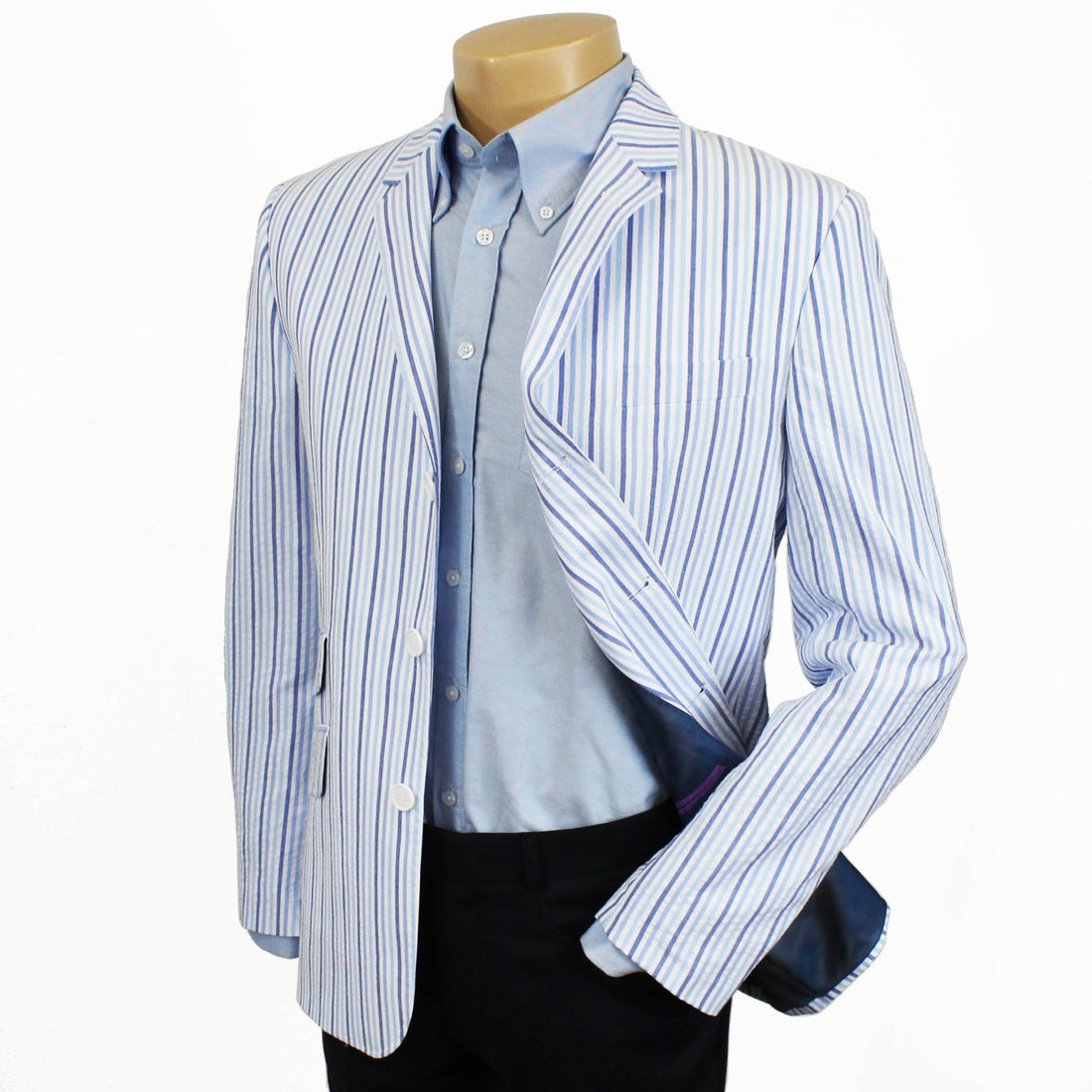 Seersucker Blazer - Sky/Blue Stripe