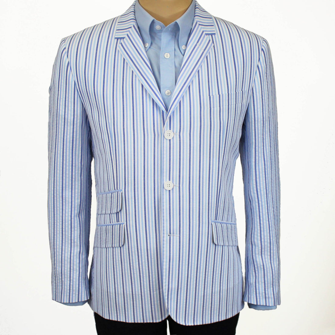 Seersucker Blazer - Sky/Blue Stripe