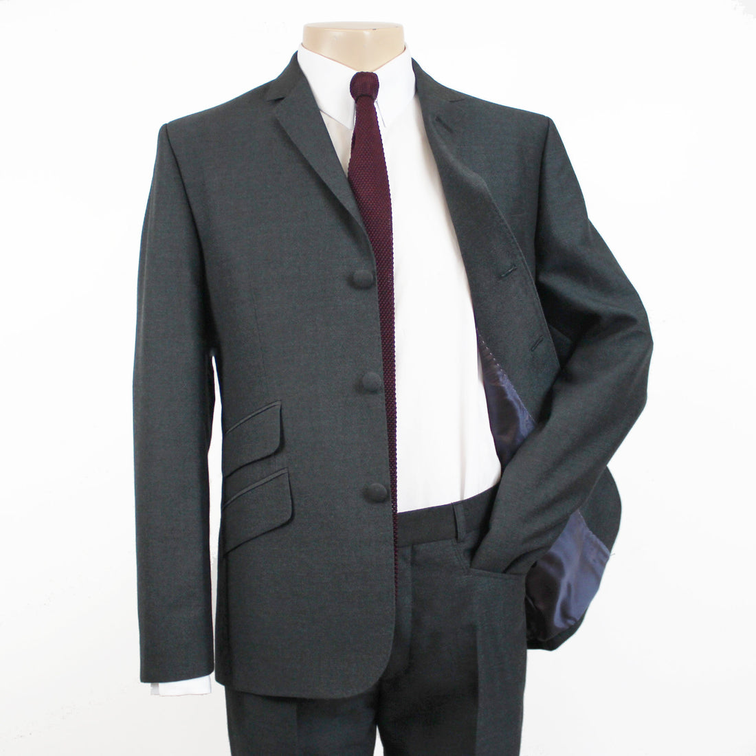 Three Button Suit -  Dark Green/Black Tonic