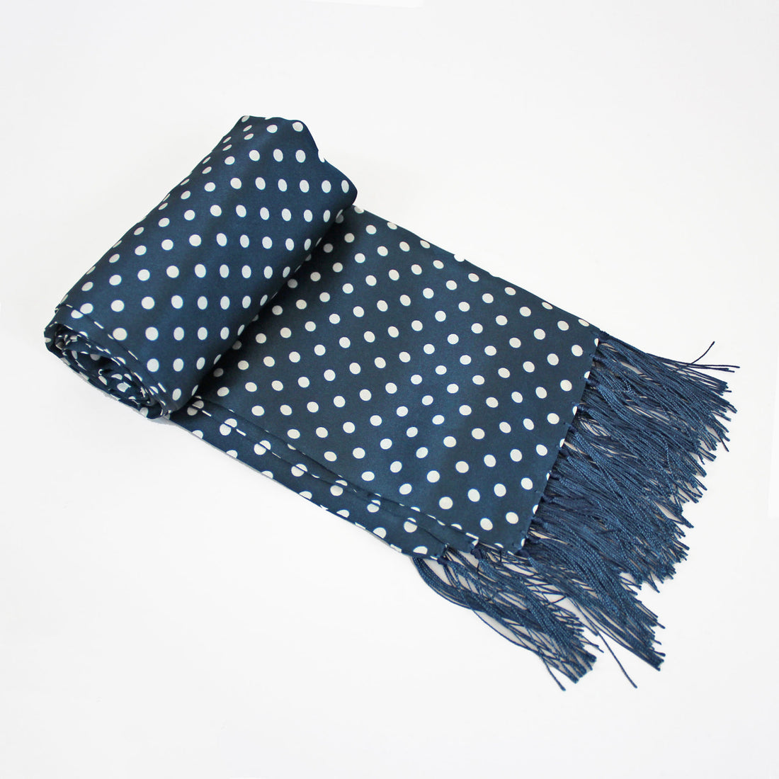 Tootal Silk Scarf - Navy Polka