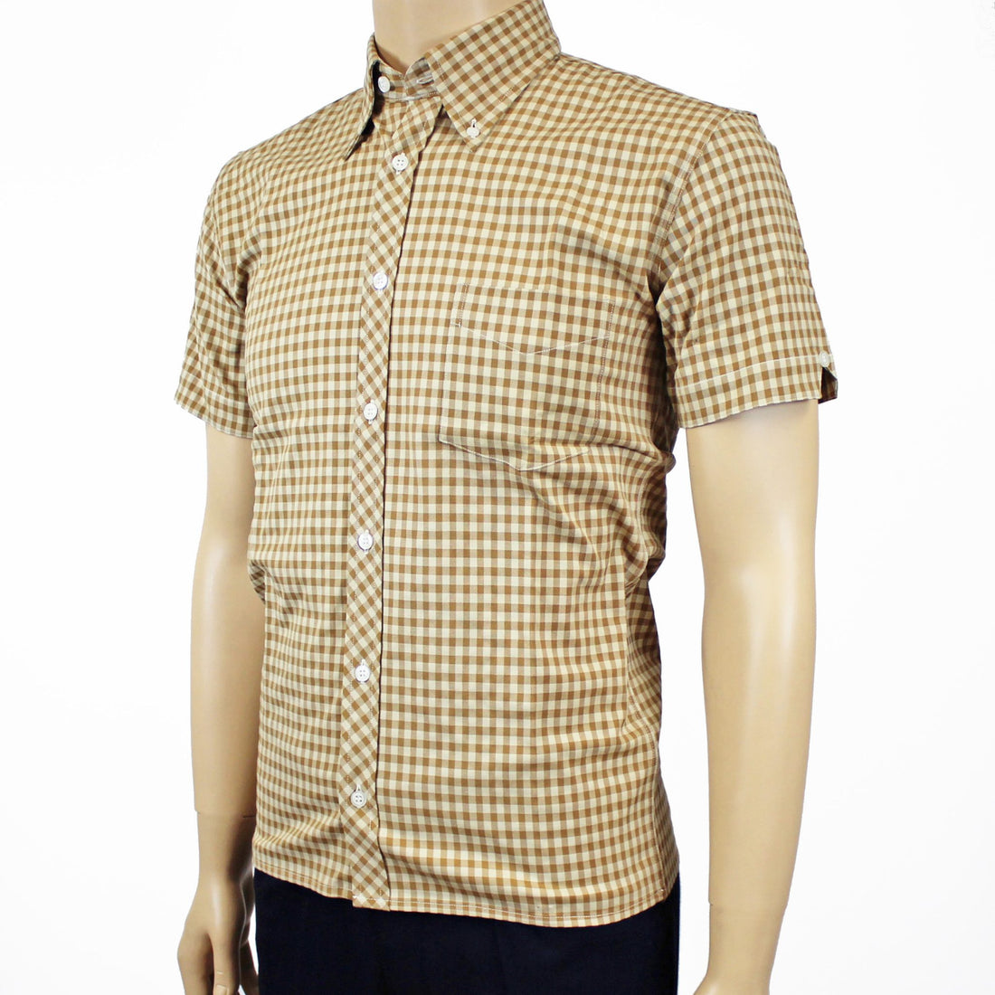 JTG Tan Gingham S/S