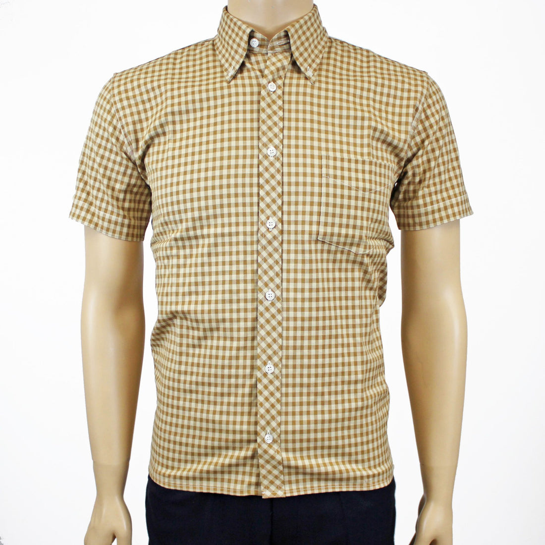 JTG Tan Gingham S/S