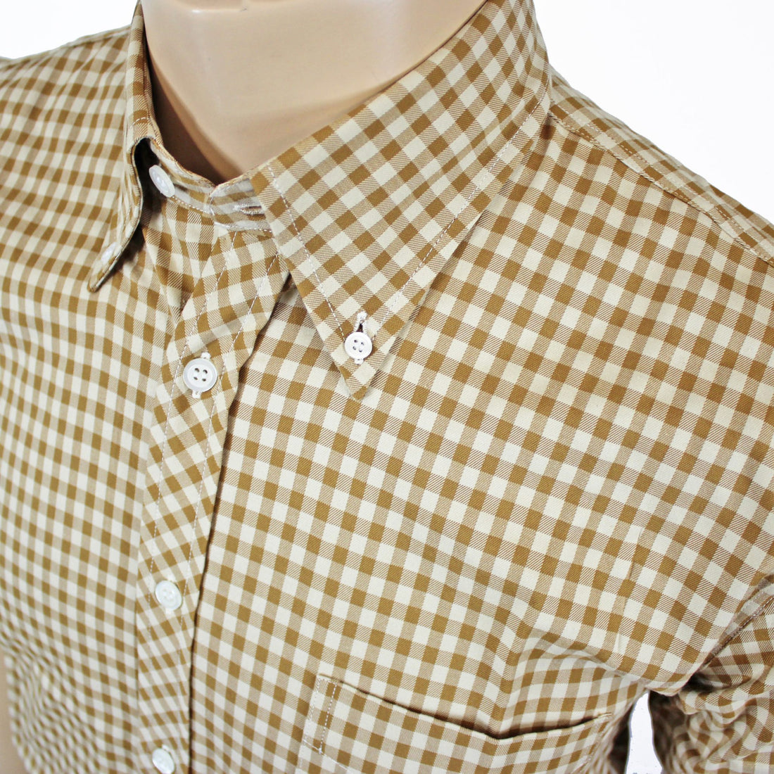 JTG Tan Gingham S/S