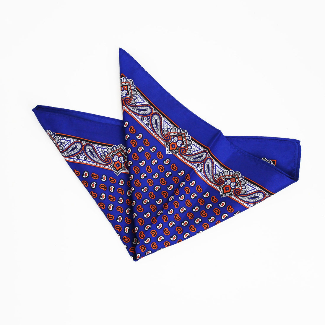 Tootal Silk Pocket Square - Royal Blue Paisley