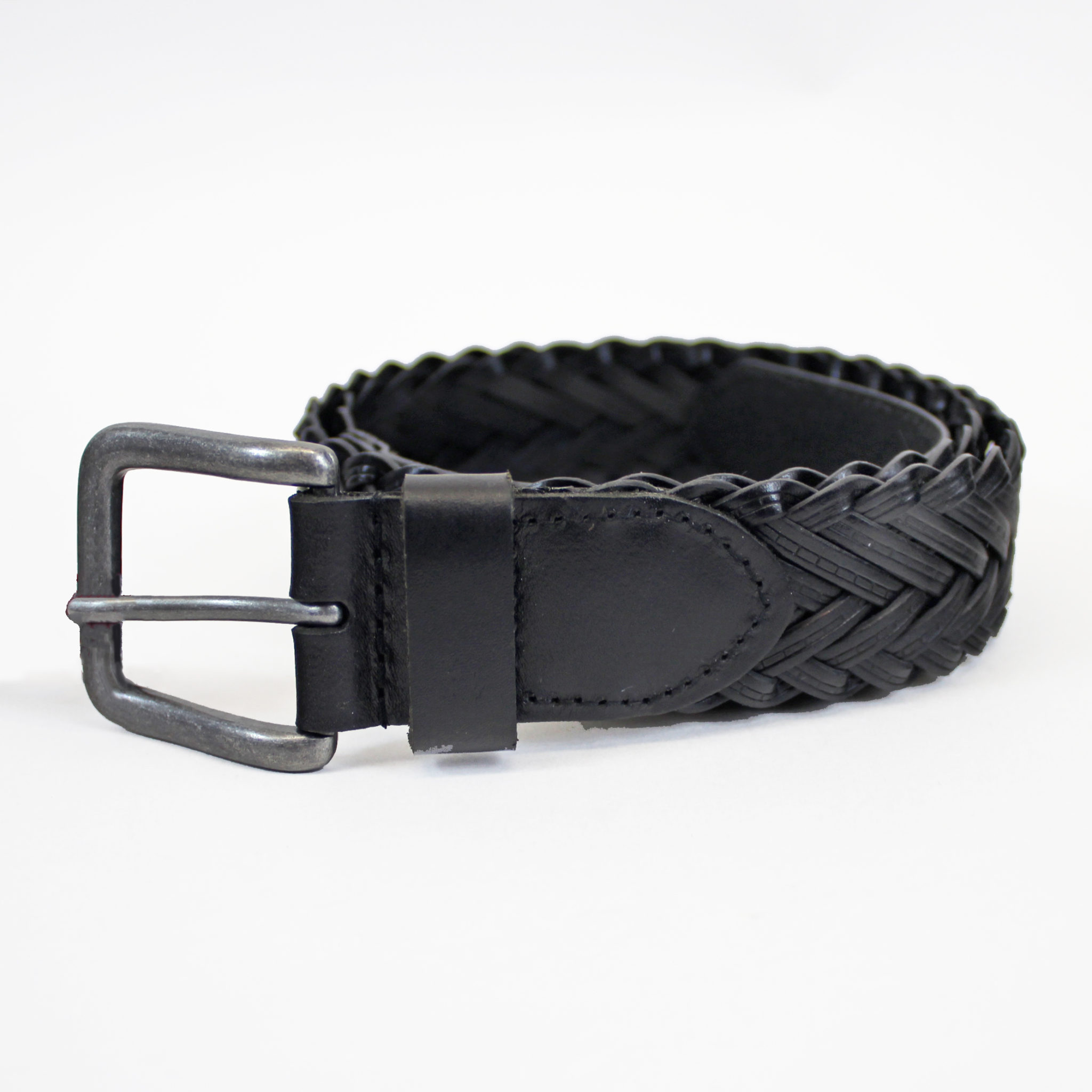 Black Leather Plaited belt - Jump The Gun