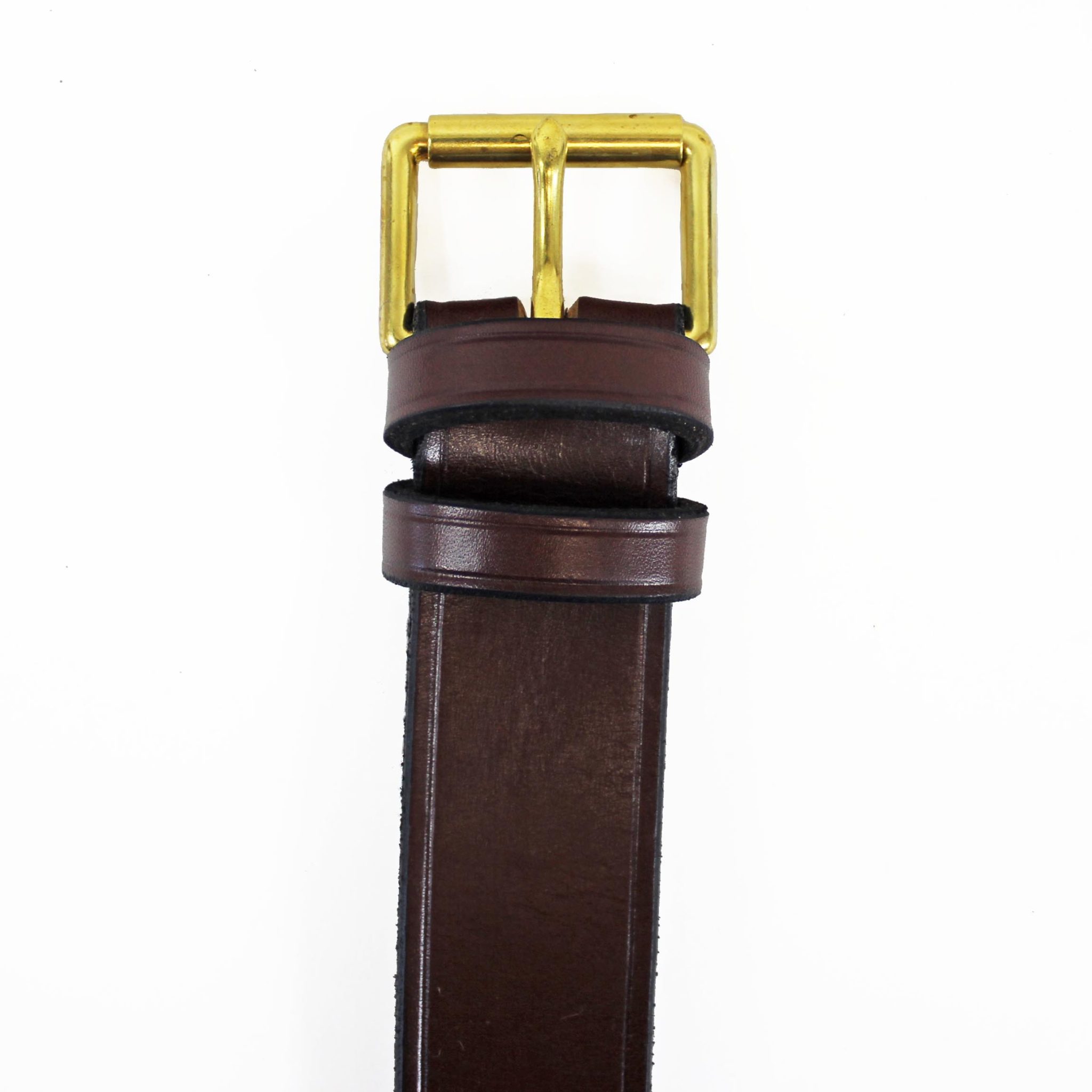 Brown Leather belt- Brass buckle - Jump The Gun