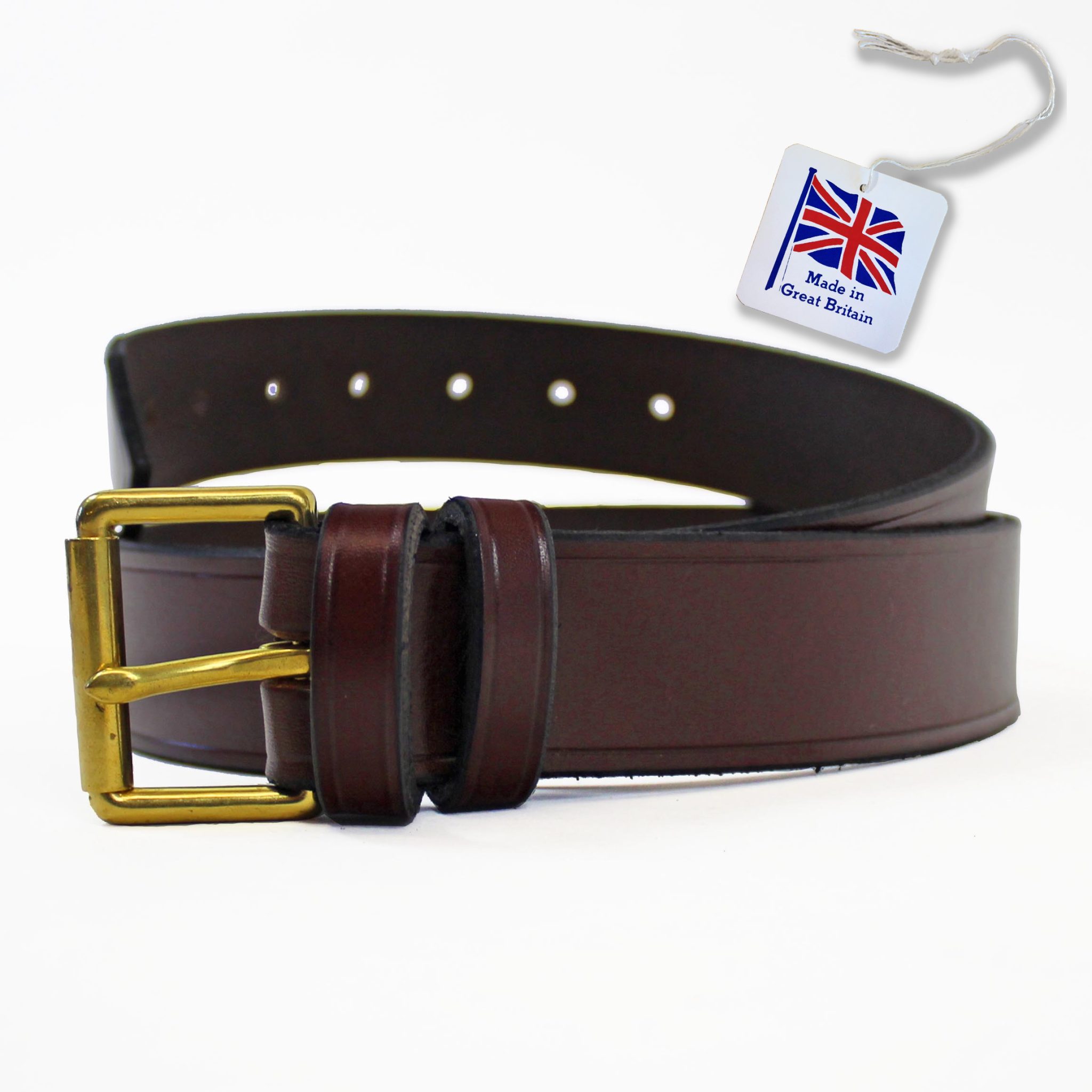Brown Leather belt- Brass buckle - Jump The Gun